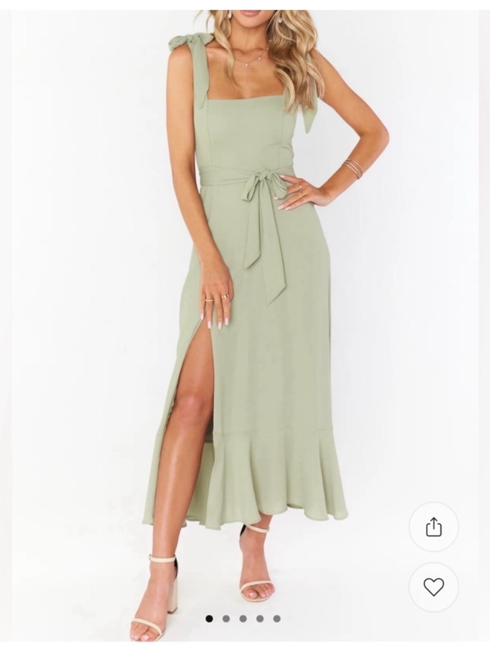 Show Me Your MuMu Sage Green Tie-Shoulder Midi Dress